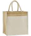 W483 Westford Mill Cotton Pocket Natural Starched Jute Midi Tote Bag Natural colour image